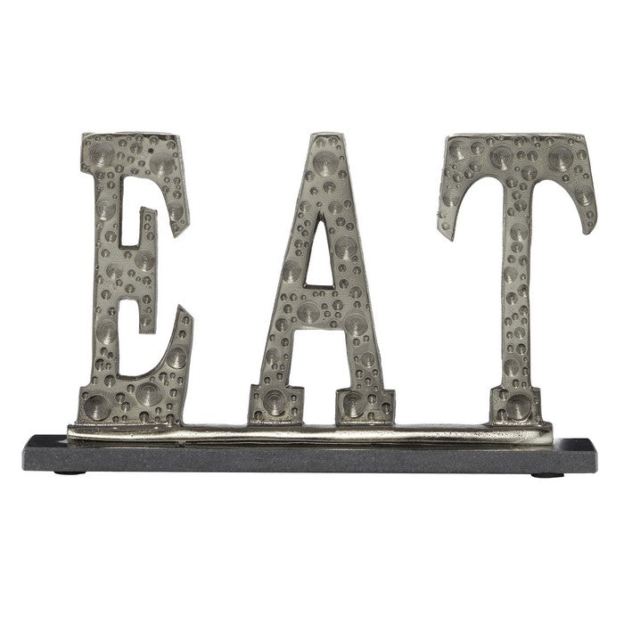 Aluminum Kitchen Accent Decor with EAT Typography, Gray