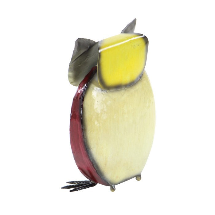 11 Inch Metal Owl Sculpture with Claw Feet, Multicolor