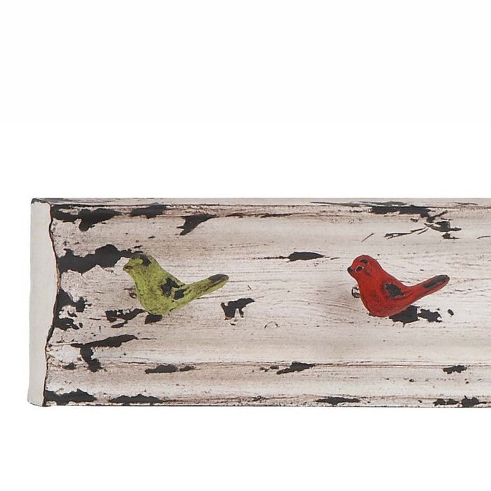 26 Inch Metal and Wood Wall Hook with Distressed Details, Washed White