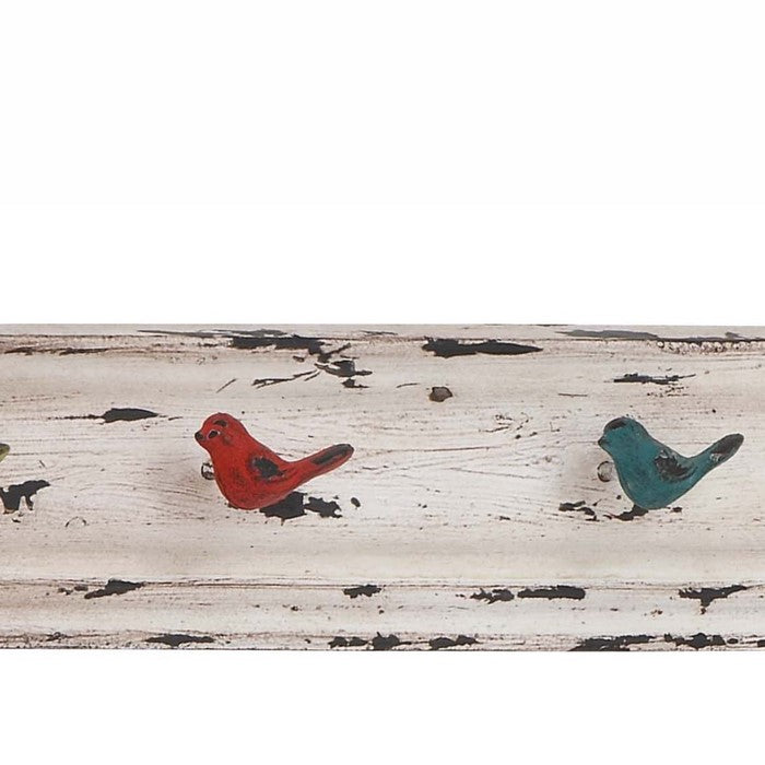 26 Inch Metal and Wood Wall Hook with Distressed Details, Washed White