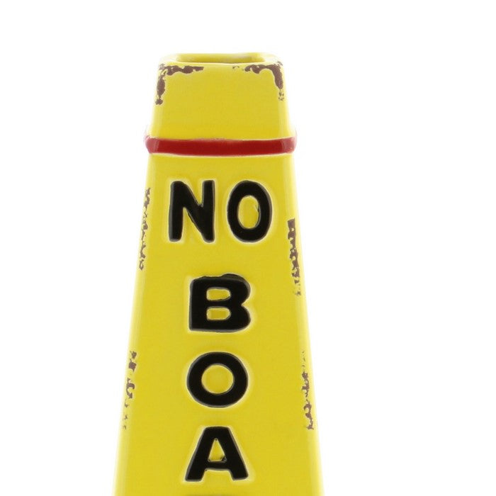 Ceramic Buoy Vase with Round Base and Typography, Yellow