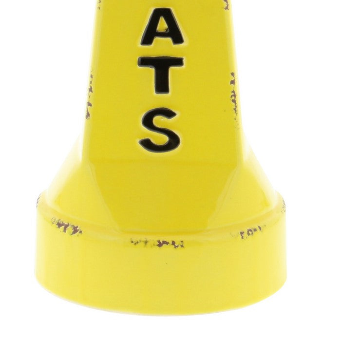 Ceramic Buoy Vase with Round Base and Typography, Yellow