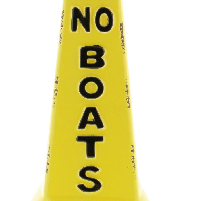 Ceramic Buoy Vase with Round Base and Typography, Yellow