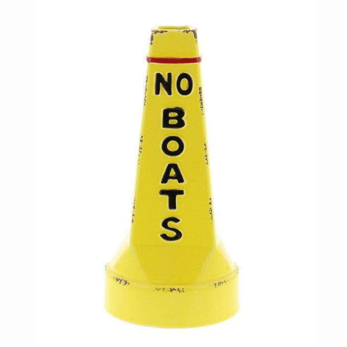 Ceramic Buoy Vase with Round Base and Typography, Yellow
