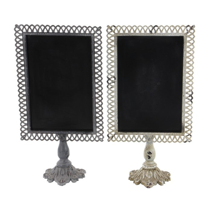 Metal and Wood Blackboard with Lattice Border, Assortment of 2, Black
