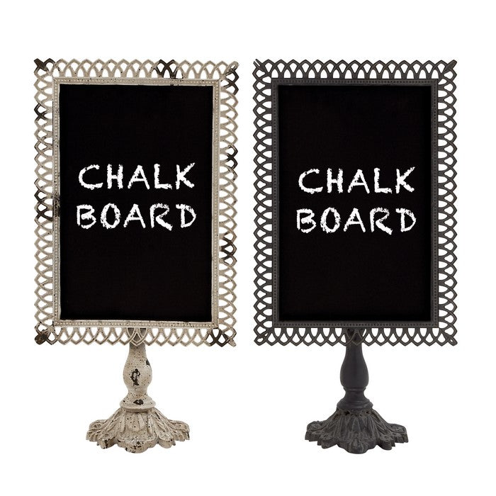 Metal and Wood Blackboard with Lattice Border, Assortment of 2, Black