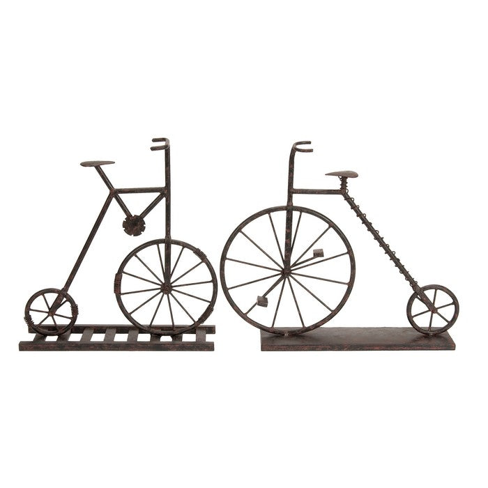 Metal Bicycle Table Decor with Stable Base, Assortment of 2, Bronze