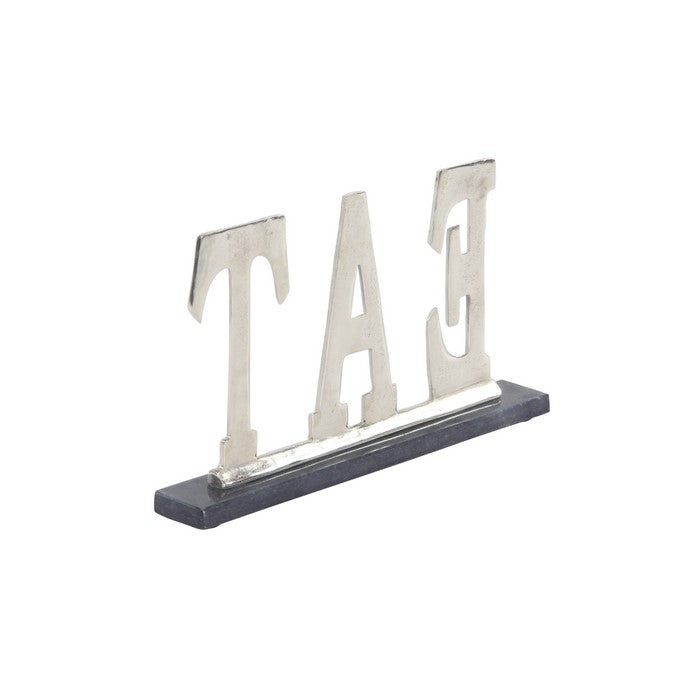 Aluminum EAT Accent Decor with Stable Base, Silver