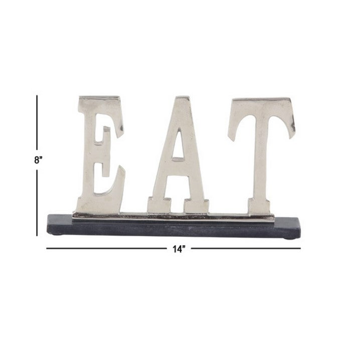 Aluminum EAT Accent Decor with Stable Base, Silver