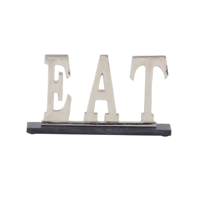 Aluminum EAT Accent Decor with Stable Base, Silver