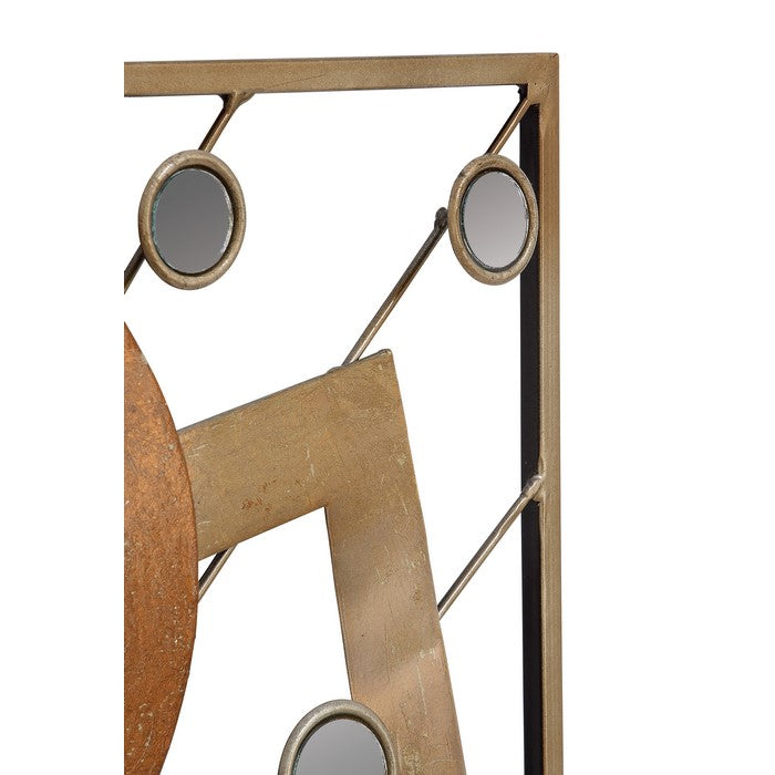 Square Metal Wall Decor with Geometric Design, Assortment of 2, Bronze