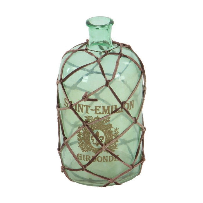 Aspirator Shaped Glass Bottle with Leatherette Criss Cross Case, Clear