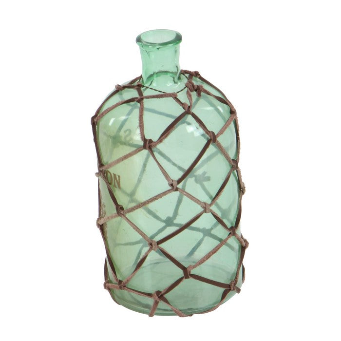 Aspirator Shaped Glass Bottle with Leatherette Criss Cross Case, Clear