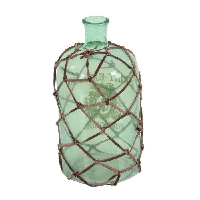 Aspirator Shaped Glass Bottle with Leatherette Criss Cross Case, Clear