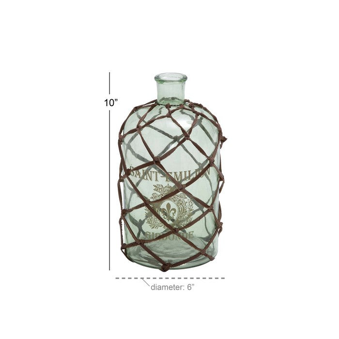 Aspirator Shaped Glass Bottle with Leatherette Criss Cross Case, Clear
