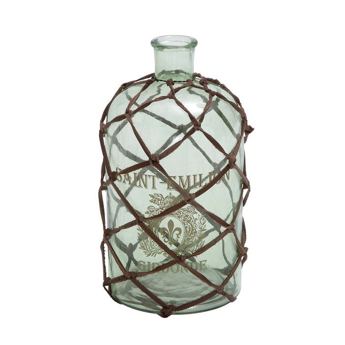 Aspirator Shaped Glass Bottle with Leatherette Criss Cross Case, Clear