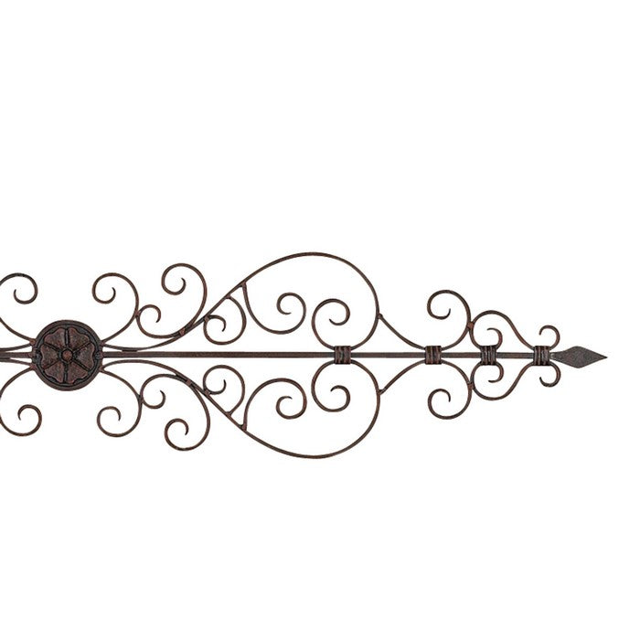 Rustic Style Scroll Design Metal Wall Plaque with Mounting Hardware, Brown
