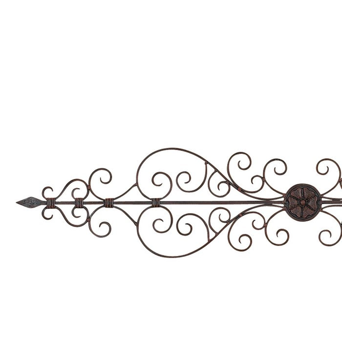 Rustic Style Scroll Design Metal Wall Plaque with Mounting Hardware, Brown