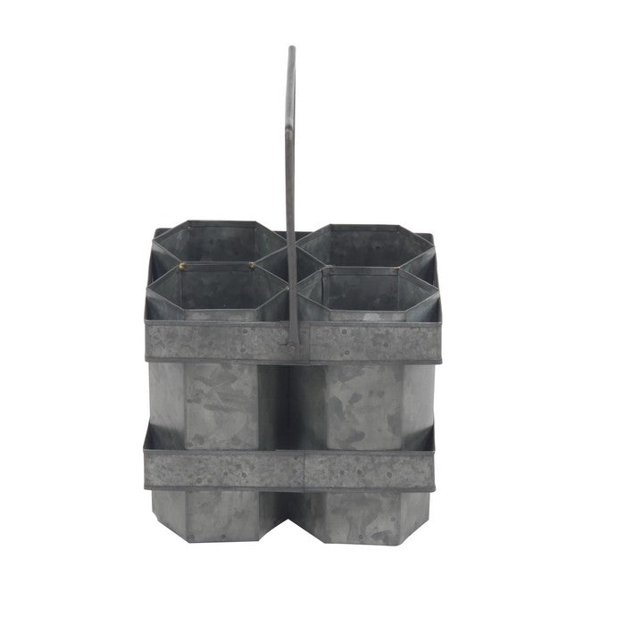 Metal Wine Holder with 4 Hexagonal Shaped Slots, Gray