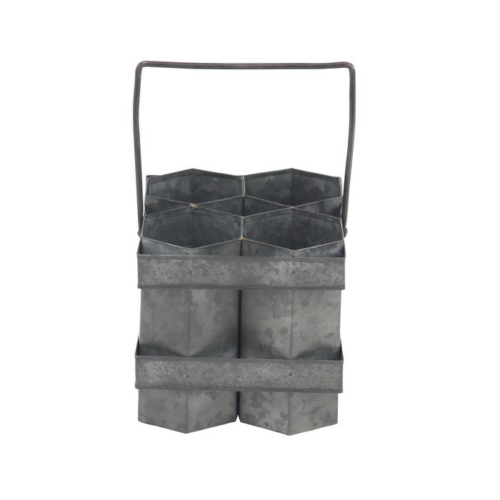 Metal Wine Holder with 4 Hexagonal Shaped Slots, Gray