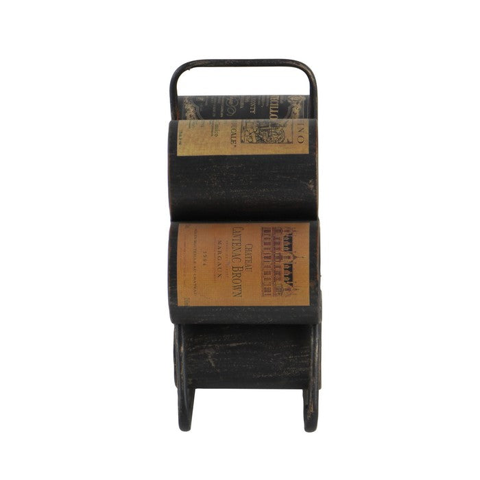 Industrial Style Metal Frame Wine Rack with 6 Slots, Black