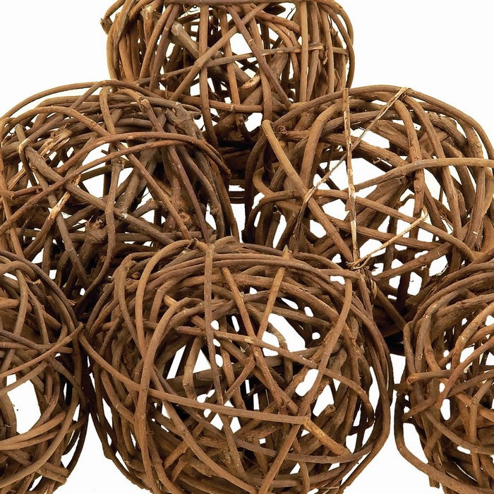 Rustic Style Round Decorative Balls with Mesh Design, Set of 6, Brown