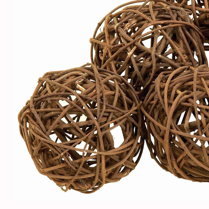 Rustic Style Round Decorative Balls with Mesh Design, Set of 6, Brown