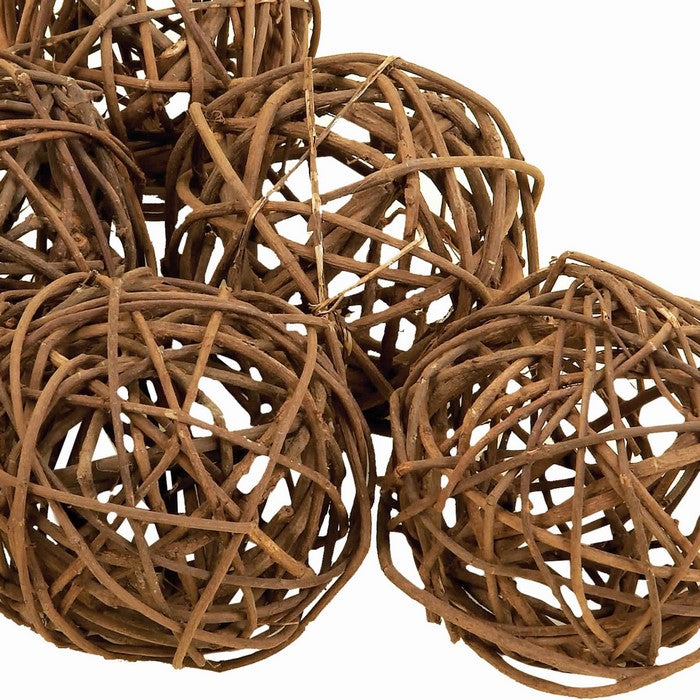 Rustic Style Round Decorative Balls with Mesh Design, Set of 6, Brown