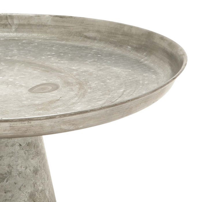 Metal Cupcake Stand with Round Tray Top and Tapered Base, Galvanized Gray