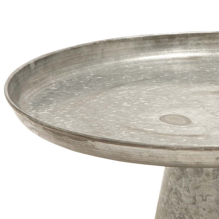 Metal Cupcake Stand with Round Tray Top and Tapered Base, Galvanized Gray