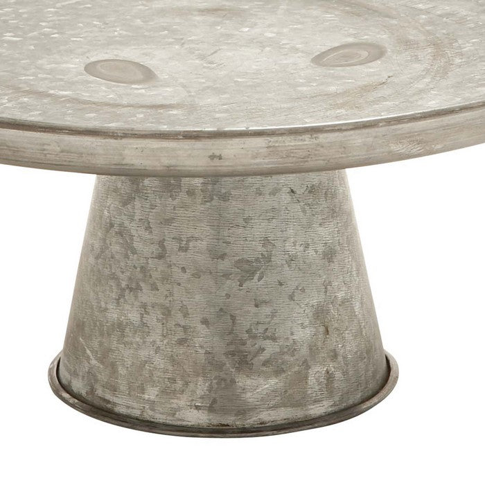 Metal Cupcake Stand with Round Tray Top and Tapered Base, Galvanized Gray