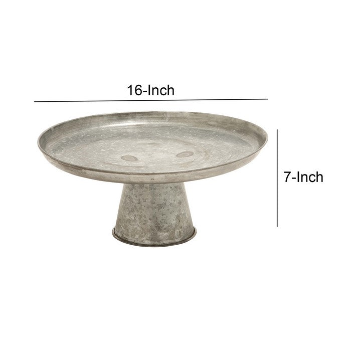 Metal Cupcake Stand with Round Tray Top and Tapered Base, Galvanized Gray