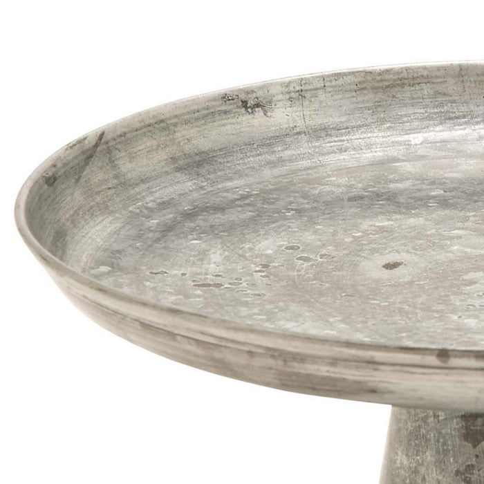 12 Inch Length Metal Cupcake Stand with Round Tray Top, Galvanized Gray