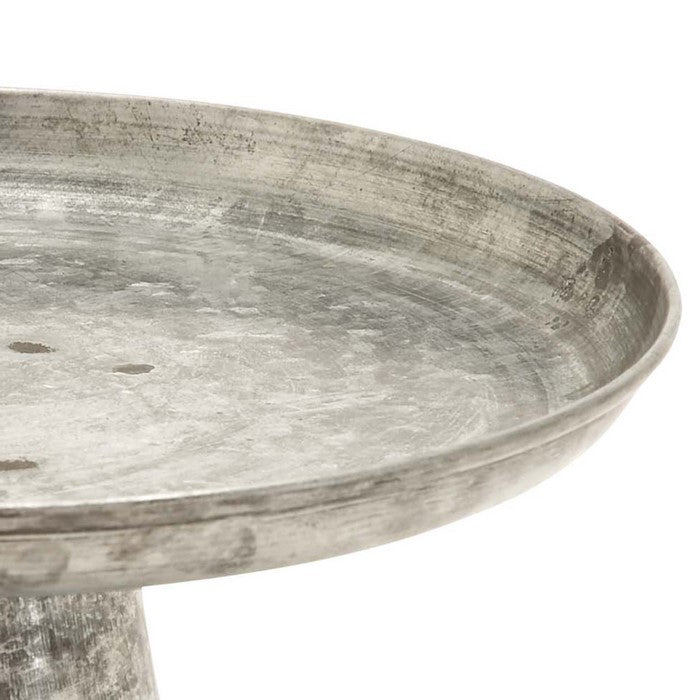 12 Inch Length Metal Cupcake Stand with Round Tray Top, Galvanized Gray