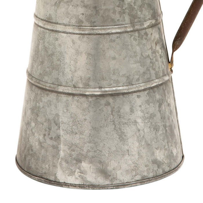 16 Inch Metal Watering Jug with Curved Handle, Galvanized Gray