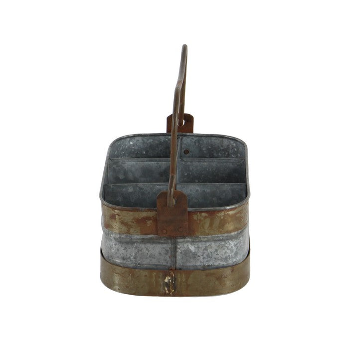 Rectangular Shaped Metal Wine Holder with 6 Slots, Galvanized Gray