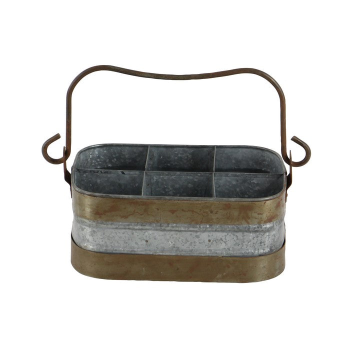 Rectangular Shaped Metal Wine Holder with 6 Slots, Galvanized Gray