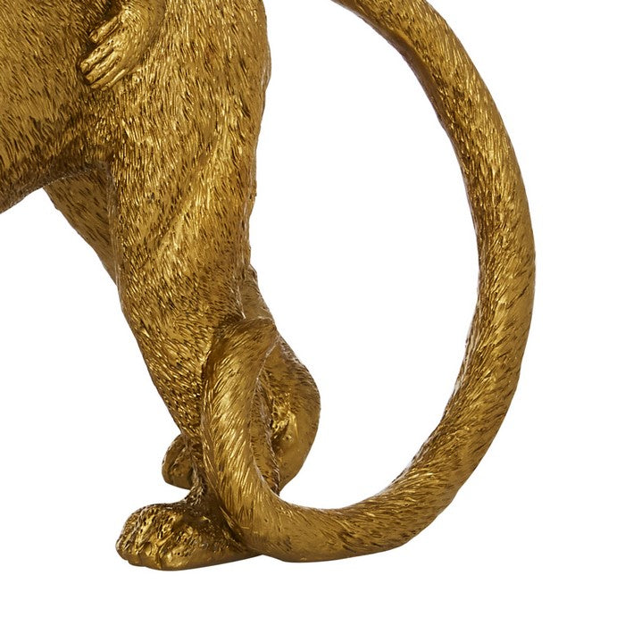 Polyresin Standing Monkey Figurine with Baby, Gold