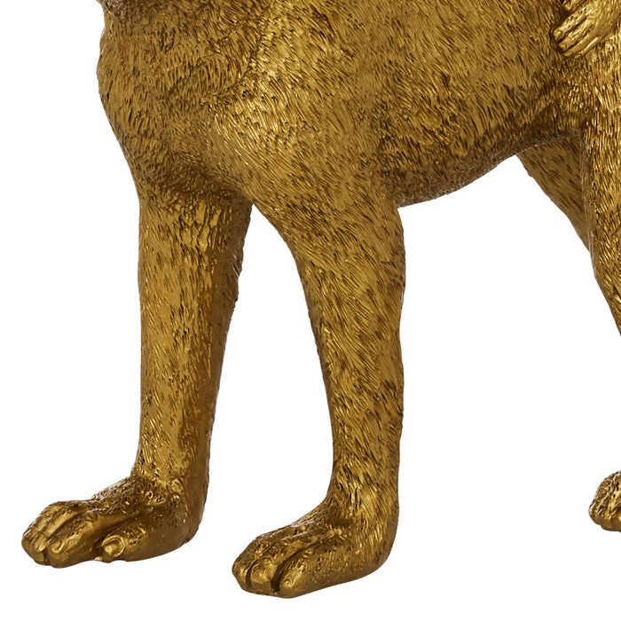 Polyresin Standing Monkey Figurine with Baby, Gold
