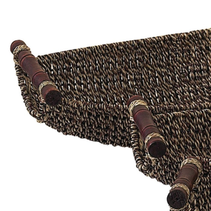 Farmhouse Style Seagrass Basket with Metal Handles, Set of 3, Brown