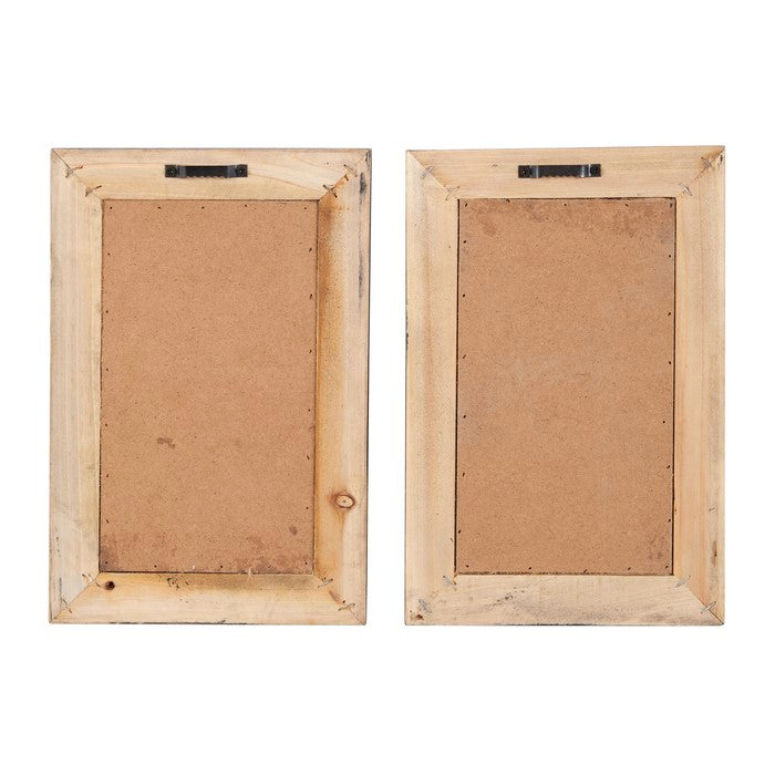 Rectangular Wooden Frame Wall Decor with Antique Key Design,Set of 2,Black