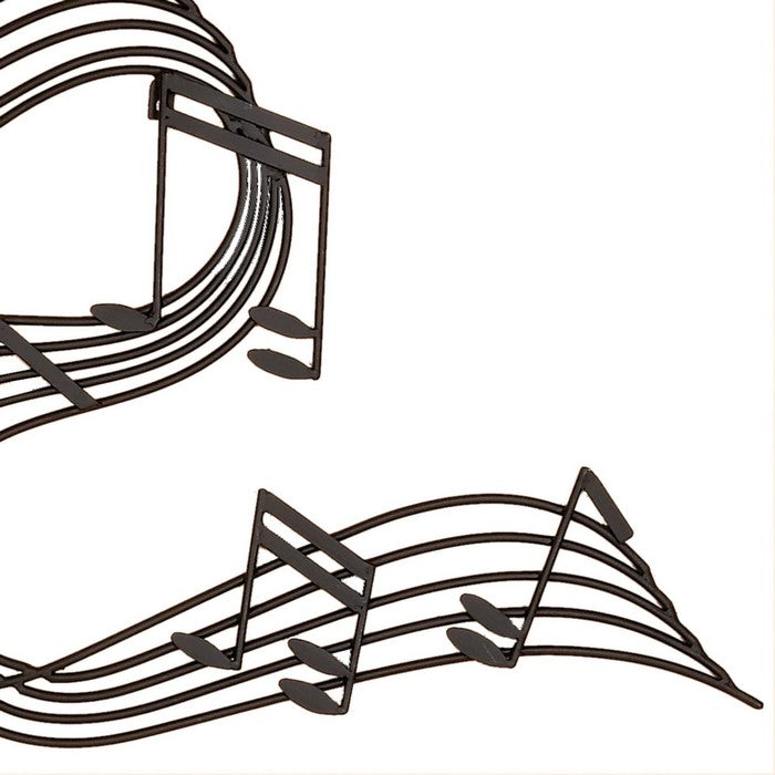 Traditional Style Musical Note Design Metal Wall Decor, Black