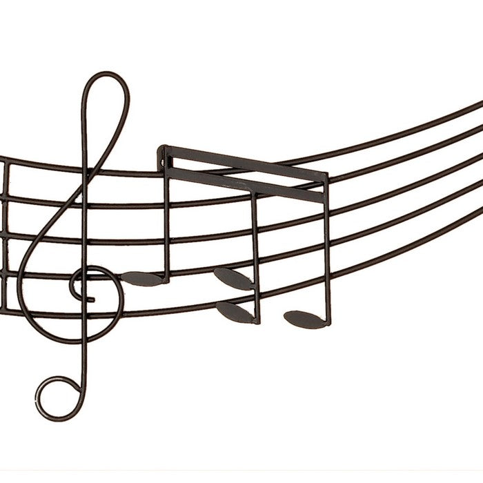 Traditional Style Musical Note Design Metal Wall Decor, Black