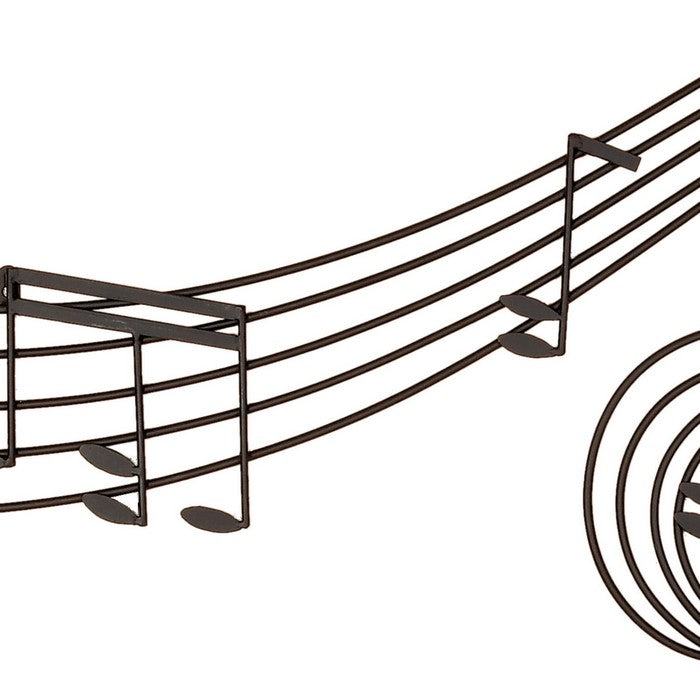 Traditional Style Musical Note Design Metal Wall Decor, Black