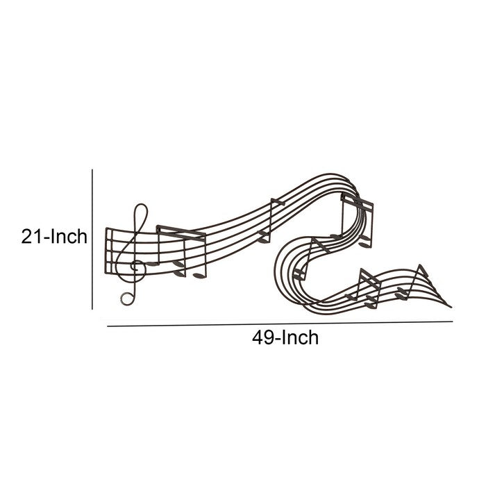 Traditional Style Musical Note Design Metal Wall Decor, Black
