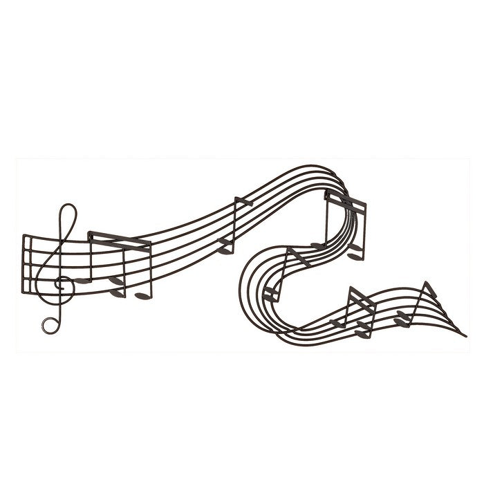 Traditional Style Musical Note Design Metal Wall Decor, Black