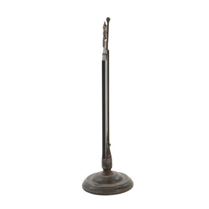 Wooden Chalkboard with Metal Stand and Left Pointing Arrow,Black and Bronze