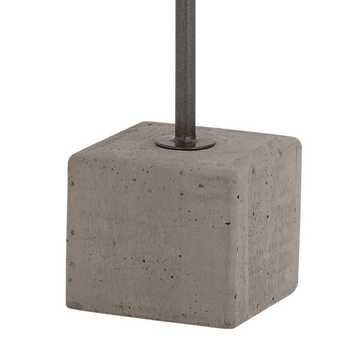 Decorative Metal Urchin Sculpture with Flat Ends and Concrete Base, Black