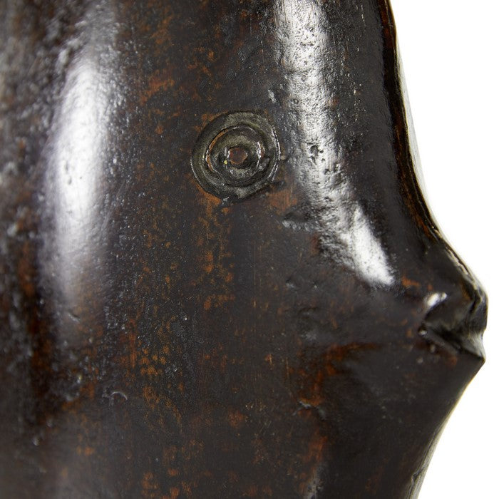 Metal Fish Accent Decor with Elongated Fin and Carved Details, Bronze