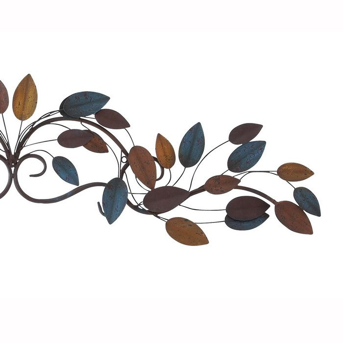 Metal Wall Decor with Scrolled Details and Leaf Accents, Multicolor
